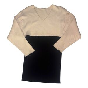 PERFECTLY PRISCILLA V-Neck Color Block Sweater Dress